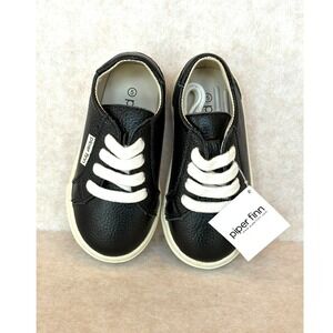Piper Finn Low Top Sneakers Size 5 Black Leather Oxford Shoes NWT